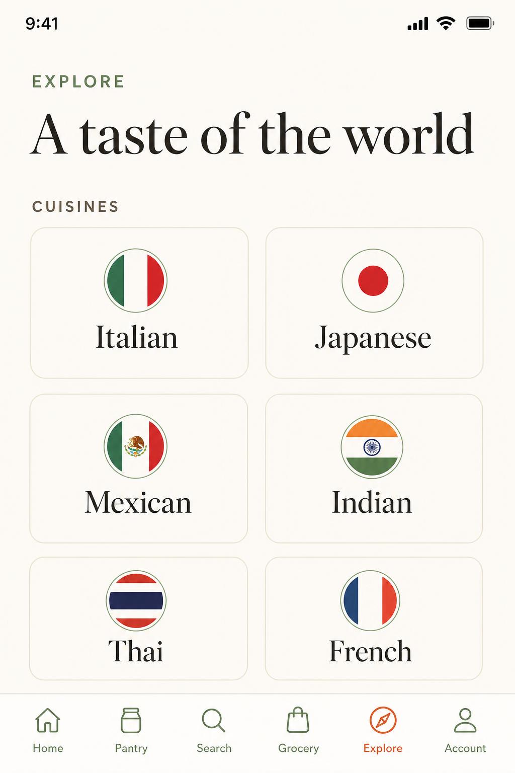 Country explorer screen