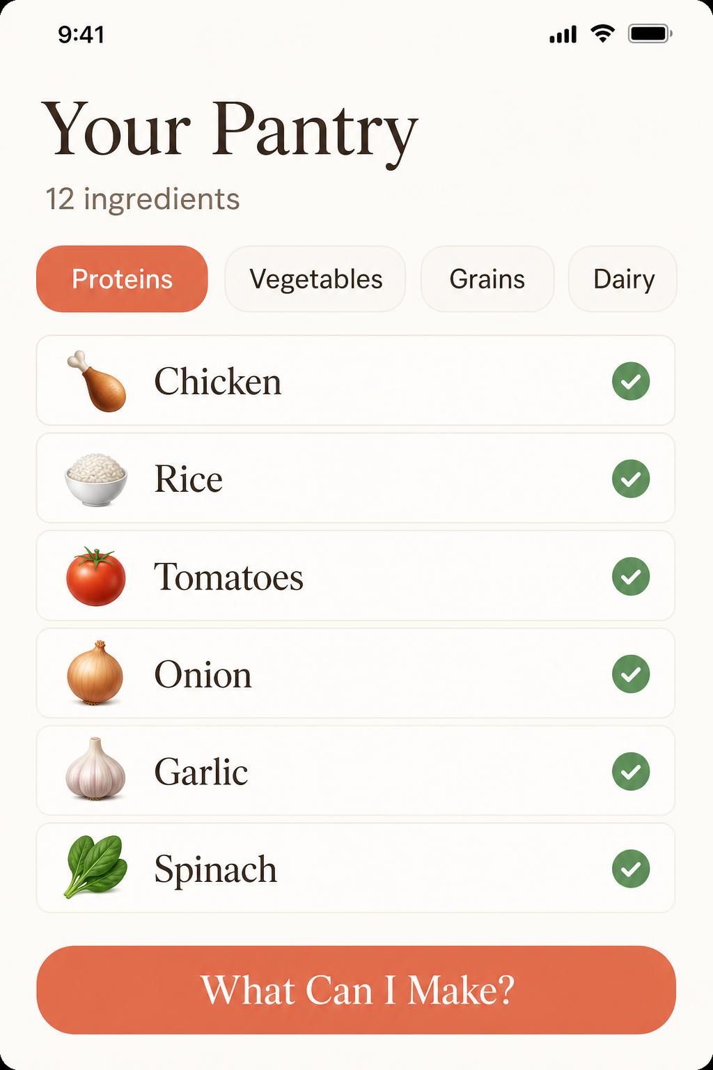 Pantry Intelligence screen